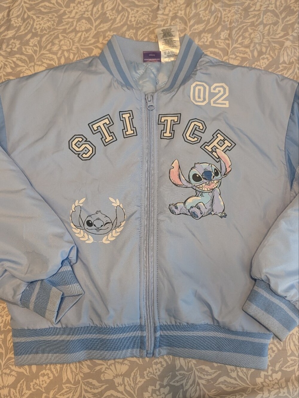 Lilo & Stitch Light Blue Bomber Jacket - Stitch Graphic BNWOT